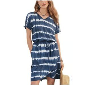 Sundance Blue and White Tie-Dye knit Dress